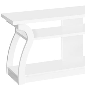 HomeRoots 60" White Wood Open Shelving TV Stand - Versatile Media Console for Modern Living & Stylish Display 490364