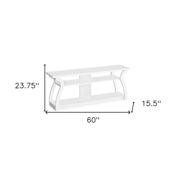 Homeroots 60" White Wood Open Shelving Tv Stand - Stylish, Durable Media Storage For Living Room Or Office Display  Manufactured Wood 490364