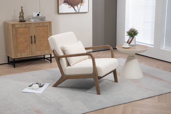 English Elm Mid Century Modern Accent Chair - Plush Velvet Upholstered Armchair With Wood Frame For Any Space W2530P327096