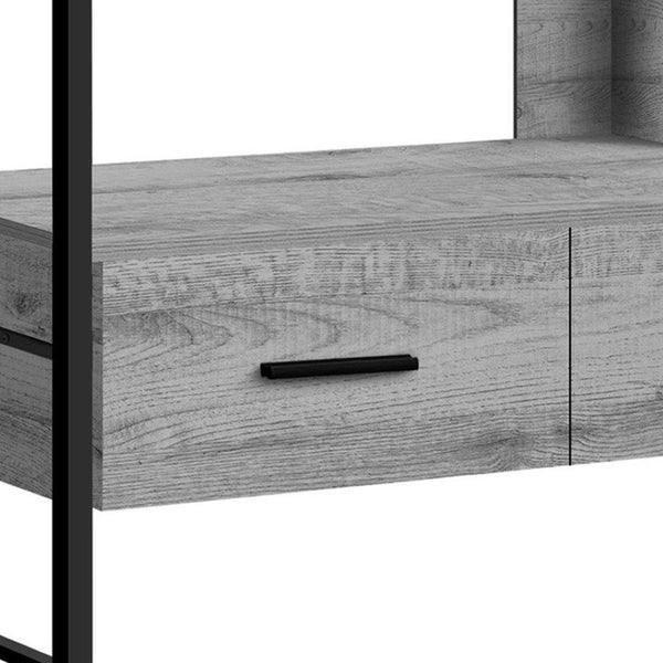 HomeRoots 49" Gray TV Stand - Modern Enclosed Storage with Open Shelving for Living Room, Bedroom, or Office 490366
