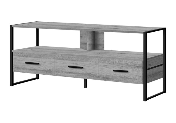 HomeRoots 49" Gray TV Stand - Modern Enclosed Storage with Open Shelving for Living Room, Bedroom, or Office 490366