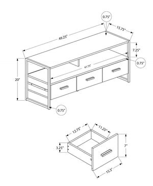 HomeRoots 49" Gray TV Stand - Modern Enclosed Storage with Open Shelving for Living Room, Bedroom, or Office 490366