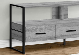 HomeRoots 49" Gray TV Stand - Modern Enclosed Storage with Open Shelving for Living Room, Bedroom, or Office 490366