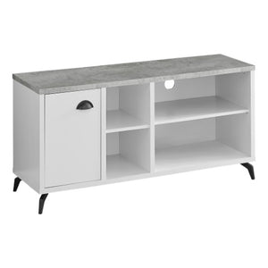 Homeroots 47" Gray And White Wood Tv Stand With Open Storage, Ideal For Living Room Or Office Organization  Manufactured Wood 490367
