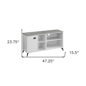 Homeroots 47" Gray And White Wood Tv Stand With Open Storage, Ideal For Living Room Or Office Organization  Manufactured Wood 490367