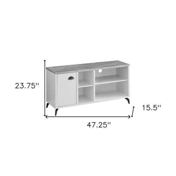 Homeroots 47" Gray And White Wood Tv Stand With Open Storage, Ideal For Living Room Or Office Organization  Manufactured Wood 490367