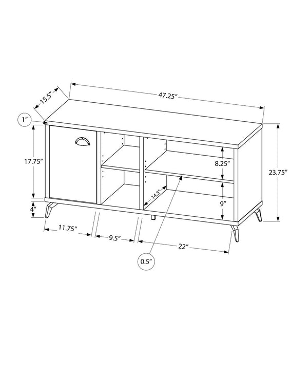 HomeRoots 47" Gray and White Wood TV Stand with Open Shelving & Enclosed Storage for Modern Living Spaces 490367