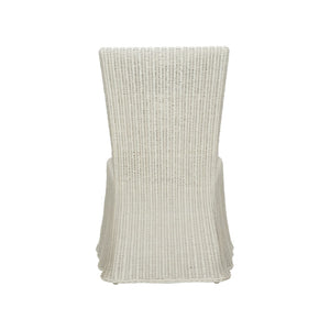Wildwood Savannah Handwoven Whitewash Wicker Dining Chair With Removable White Cushion — Coastal Comfort Seating 490369