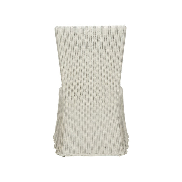 Wildwood Savannah Handwoven Whitewash Wicker Dining Chair With Removable White Cushion — Coastal Comfort Seating 490369