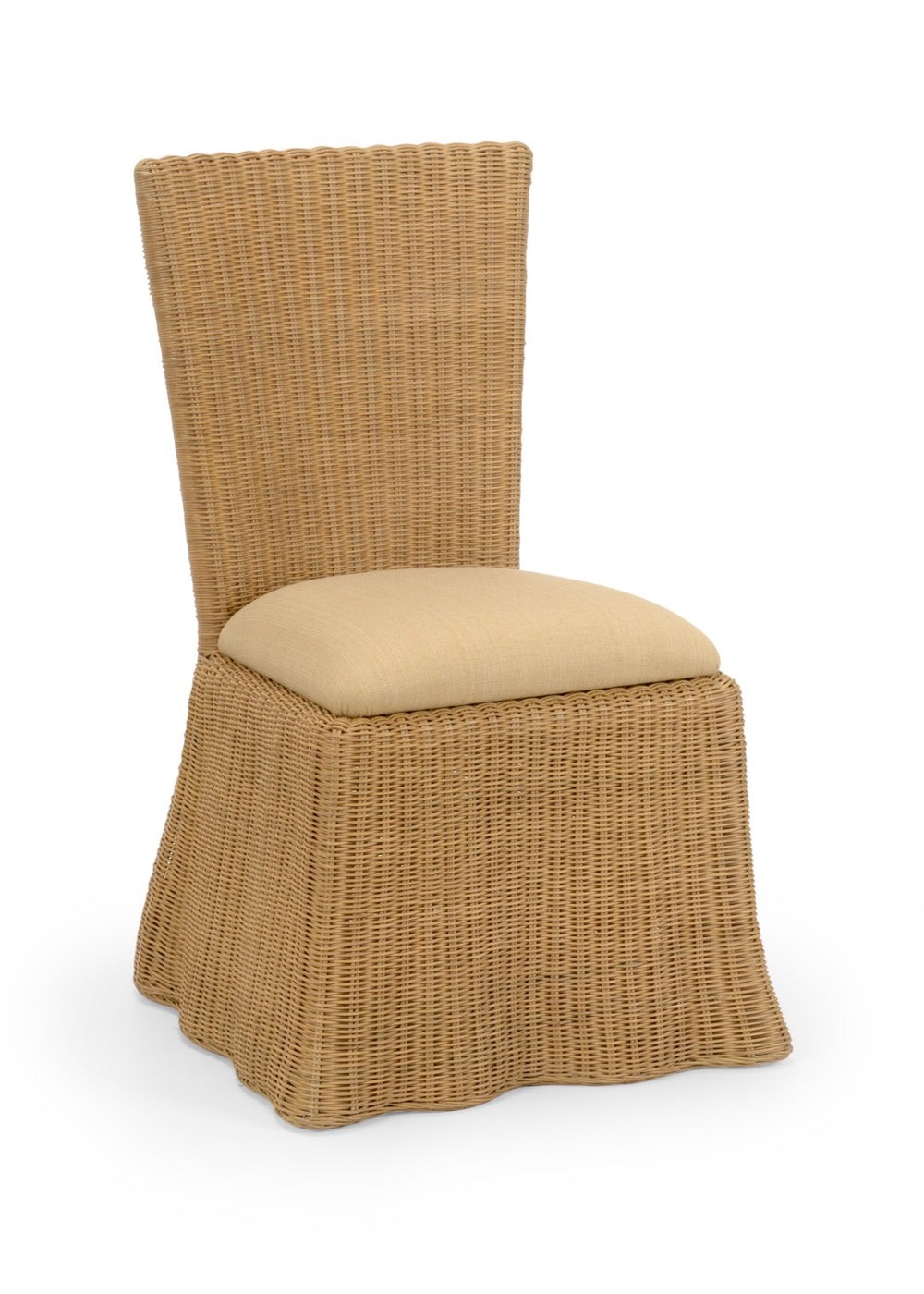 Wildwood Savannah Handwoven Dining Chair Natural Wicker With Sand Linen Cushion — Coastal Comfort & Style Enthrallment 490370