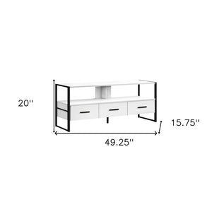 HomeRoots 49" White Cabinet TV Stand - Modern Enclosed Storage with Open Shelves for Media, Remotes & Decor 490370