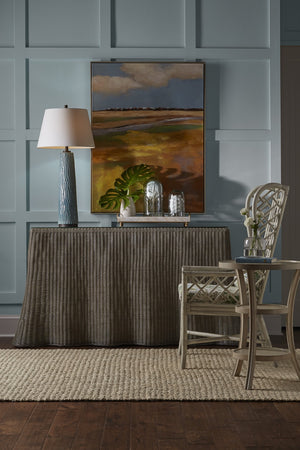 Wildwood Gwyneth Rattan Wing Chair In Indigo Finish — Sculpted Wingback With Removable Sand-Linen Cushion For Timeless Coastal & Boho Style Gray 490371