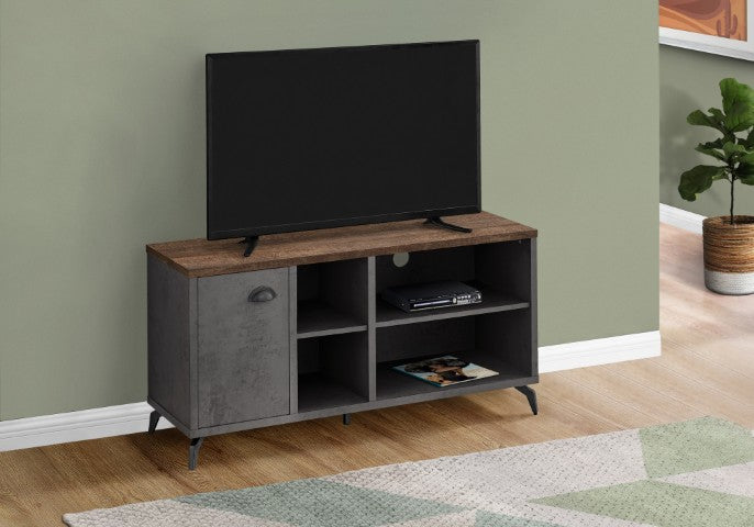 Homeroots 47" Distressed Reclaimed Wood Tv Stand With Open Storage & Cable Management For Chic Home Décor  Solid Wood 490371