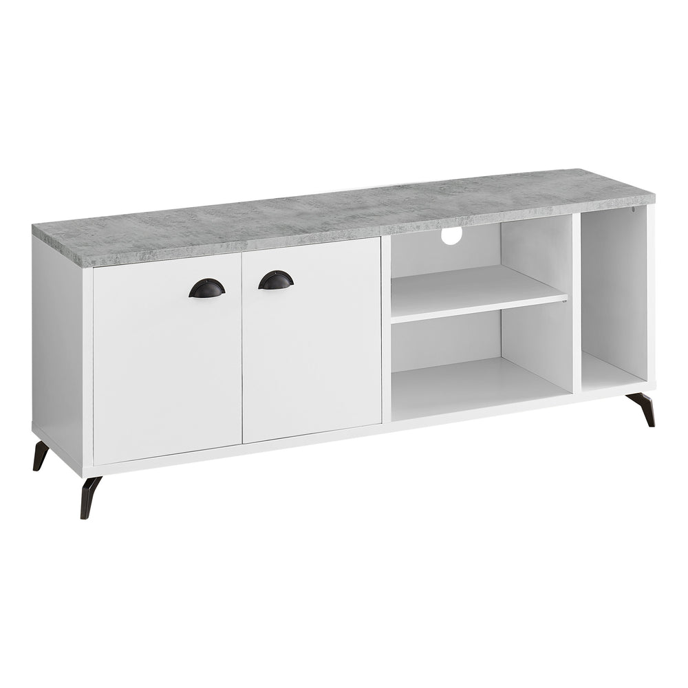 Homeroots 60" White Cabinet Enclosed Storage Tv Stand  Manufactured Wood 490374