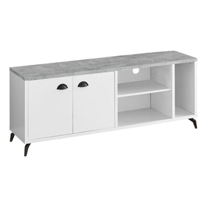 Homeroots 60" White Cabinet Enclosed Storage Tv Stand  Manufactured Wood 490374