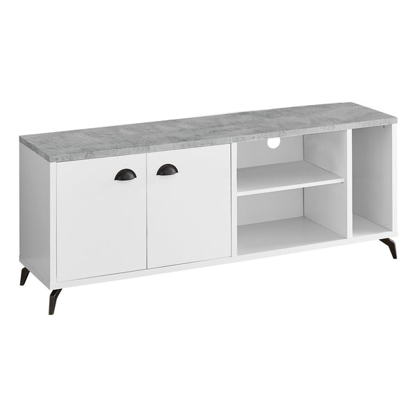 Homeroots 60" White Cabinet Enclosed Storage Tv Stand  Manufactured Wood 490374
