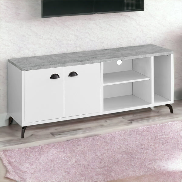 Homeroots 60" White Cabinet Enclosed Storage Tv Stand  Manufactured Wood 490374