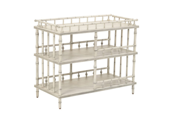 Wildwood Luzon Coastal White Server With Bamboo Motif, Compact 38"W Sideboard For Dining, Storage & Style 490379