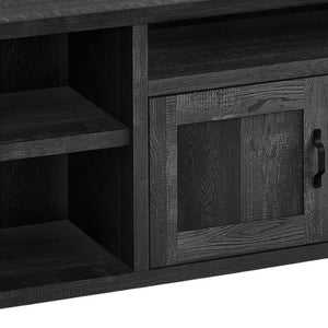HomeRoots 59" Black Enclosed Storage TV Stand - Modern Design with Open Shelves & Cabinets for Clutter-Free Living 490380