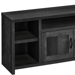 HomeRoots 59" Black Enclosed Storage TV Stand - Modern Design with Open Shelves & Cabinets for Clutter-Free Living 490380