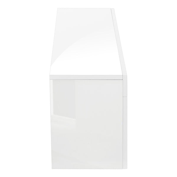 HomeRoots 63" White Cabinet Enclosed Storage TV Stand – Modern Design with Concealed Storage for Organizing Media 490385
