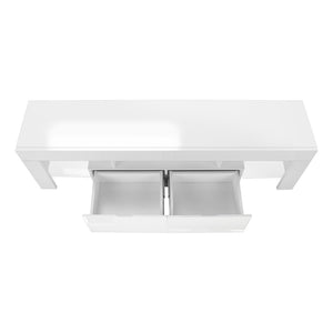 HomeRoots 63" White Cabinet Enclosed Storage TV Stand – Modern Design with Concealed Storage for Organizing Media 490385