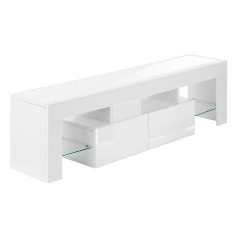 Homeroots 63" White Cabinet Enclosed Storage Tv Stand - Stylish, Versatile Media Organizer For Any Room!  Manufactured Wood 490385
