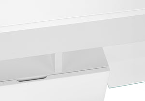 HomeRoots 63" White Cabinet Enclosed Storage TV Stand – Modern Design with Concealed Storage for Organizing Media 490385