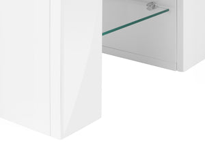 HomeRoots 63" White Cabinet Enclosed Storage TV Stand – Modern Design with Concealed Storage for Organizing Media 490385