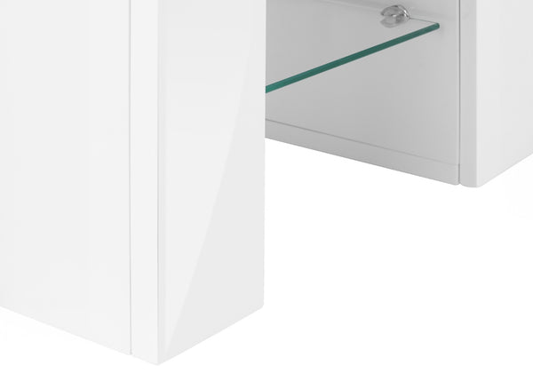 HomeRoots 63" White Cabinet Enclosed Storage TV Stand – Modern Design with Concealed Storage for Organizing Media 490385