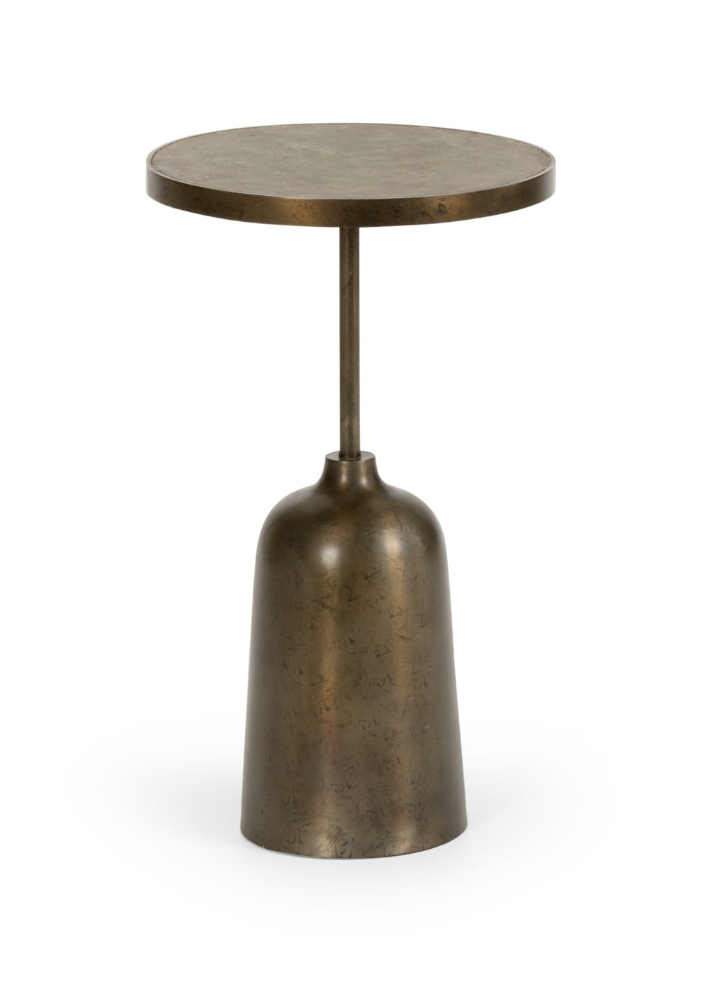 Wildwood Rothko Rustic-Modern Drinks Side Table With Bronze Iron Frame And Cast Concrete Top, 24"H 490393