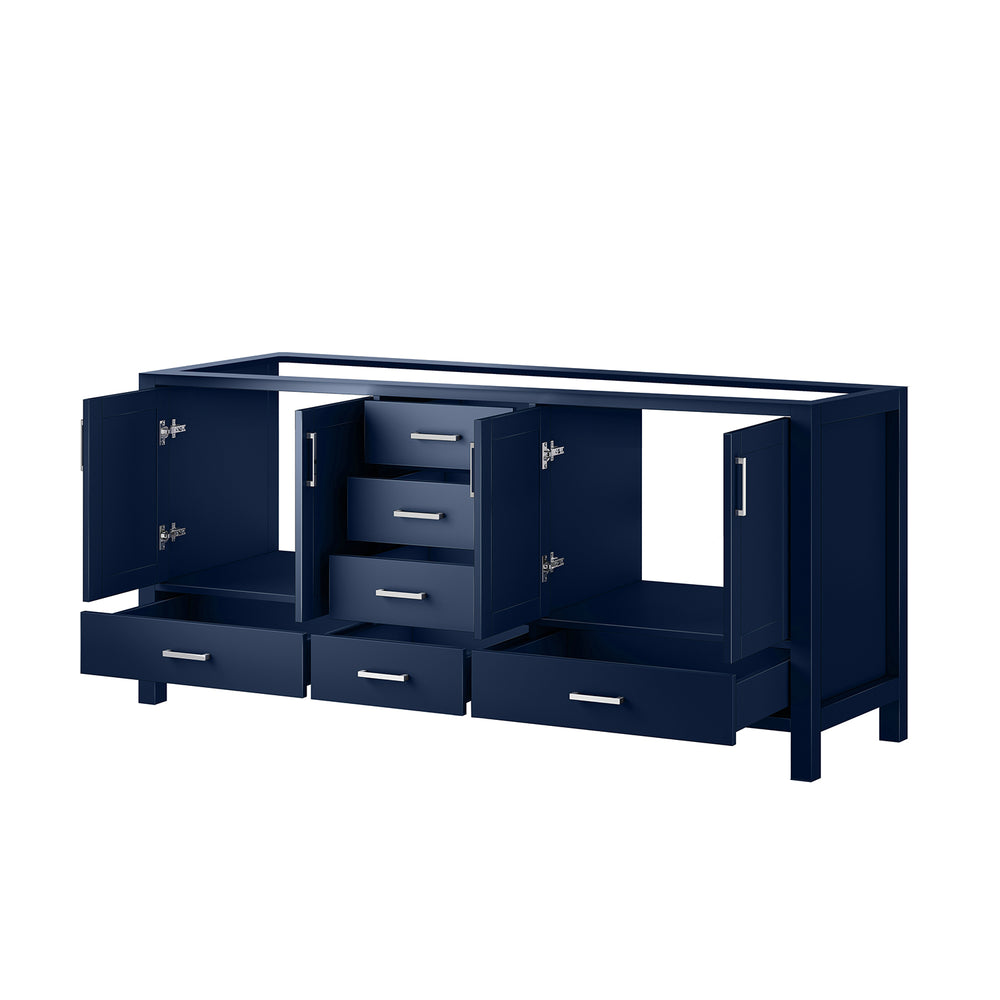 English Elm Navy Wood Double Bath Vanity 72" W x 22" D – Solid Frame, Soft-Close Drawers, 2 Cabinets, Open Shelf, Full Assembly B2731P258923