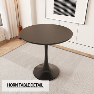 English Elm 31.5" Modern Black Mdf Round Tulip Dining Table Set With 2 Beige Chairs - Perfect For Small Spaces! W2189S00734