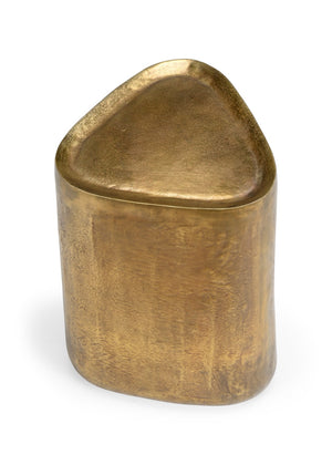 Wildwood Estes Antique Gold Drink Table With Triangular Silhouette, Solid-Form Compact Accent For Sofas 490400