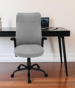 Homeroots Gray Rolling Drafting Chair - Stylish Office Seating With Black Frame For Comfort & Functionality  Foam,Metal,Nylon,Plastic,Polyester 490403