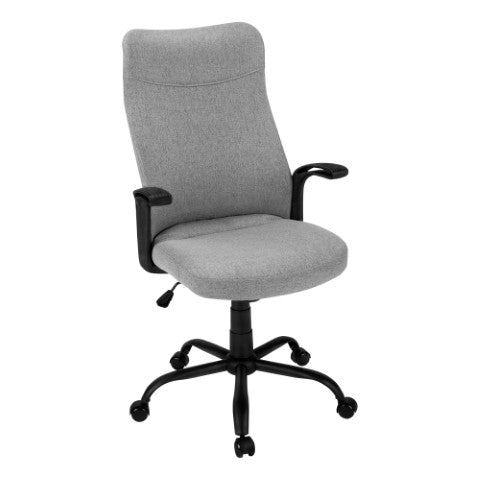 Homeroots Gray Rolling Drafting Chair - Stylish Office Seating With Black Frame For Comfort & Functionality  Foam,Metal,Nylon,Plastic,Polyester 490403