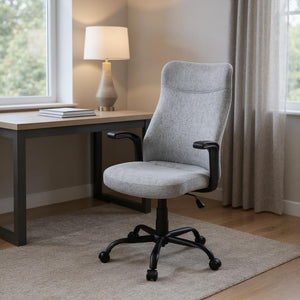 HomeRoots Gray Rolling Drafting Chair - Stylish Comfort with Durable Construction for Home & Office Use 490403