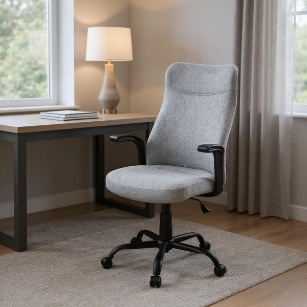 HomeRoots Gray Rolling Drafting Chair - Stylish Comfort with Durable Construction for Home & Office Use 490403