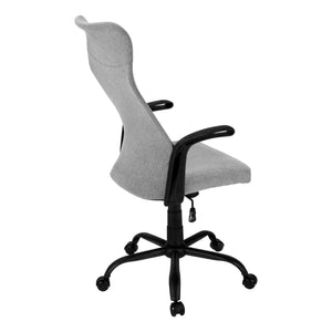 Homeroots Gray Rolling Drafting Chair - Stylish Office Seating With Black Frame For Comfort & Functionality  Foam,Metal,Nylon,Plastic,Polyester 490403