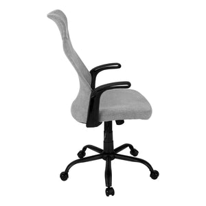 Homeroots Gray Rolling Drafting Chair - Stylish Office Seating With Black Frame For Comfort & Functionality  Foam,Metal,Nylon,Plastic,Polyester 490403