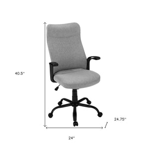 Homeroots Gray Rolling Drafting Chair - Stylish Office Seating With Black Frame For Comfort & Functionality  Foam,Metal,Nylon,Plastic,Polyester 490403