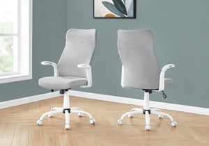 Homeroots Gray Rolling Drafting Chair – Stylish Comfort With White Wood Frame For Your Home Office Upgrade  Foam,Metal,Nylon,Plastic,Polyester 490405