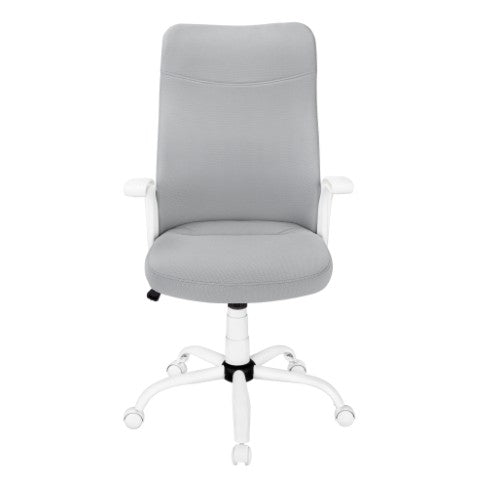 Homeroots Gray Rolling Drafting Chair – Stylish Comfort With White Wood Frame For Your Home Office Upgrade  Foam,Metal,Nylon,Plastic,Polyester 490405