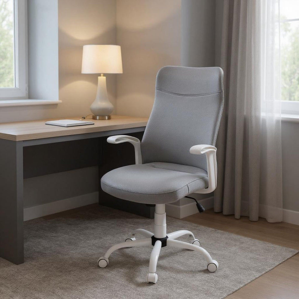 HomeRoots Gray Rolling Drafting Chair - Modern Comfort with Gray Upholstery, Smooth Mobility & Stylish Design! 490405