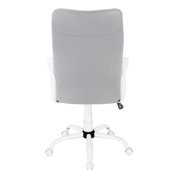 Homeroots Gray Rolling Drafting Chair – Stylish Comfort With White Wood Frame For Your Home Office Upgrade  Foam,Metal,Nylon,Plastic,Polyester 490405
