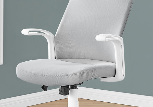 Homeroots Gray Rolling Drafting Chair – Stylish Comfort With White Wood Frame For Your Home Office Upgrade  Foam,Metal,Nylon,Plastic,Polyester 490405