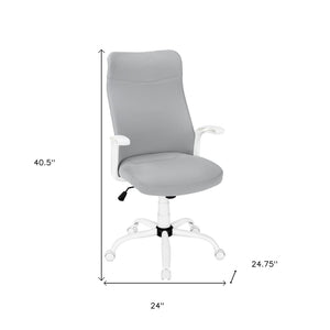 Homeroots Gray Rolling Drafting Chair – Stylish Comfort With White Wood Frame For Your Home Office Upgrade  Foam,Metal,Nylon,Plastic,Polyester 490405