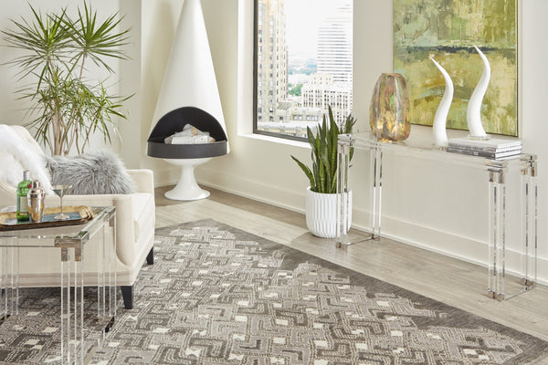 Wildwood Bowen Slim Acrylic Console With Tempered Glass Top & Polished Nickel Accents — Modern Entryway Chic 490409