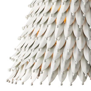 Overlay Pendant: Artisanal White Dome Light Fixture with Fluted Edges for Bohemian Elegance