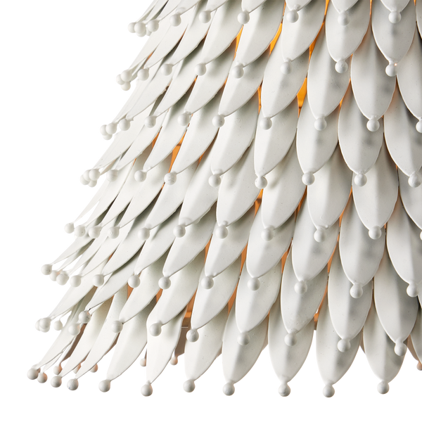 Overlay Pendant: Artisanal White Dome Light Fixture with Fluted Edges for Bohemian Elegance